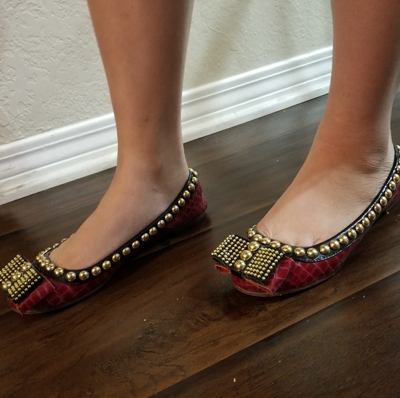 Jeffery Campbell Dauphine Red Croco Leather Flats - Picture 8 of 8